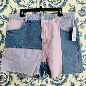 NWT Super High Rise Retro Patchwork Shorts 16